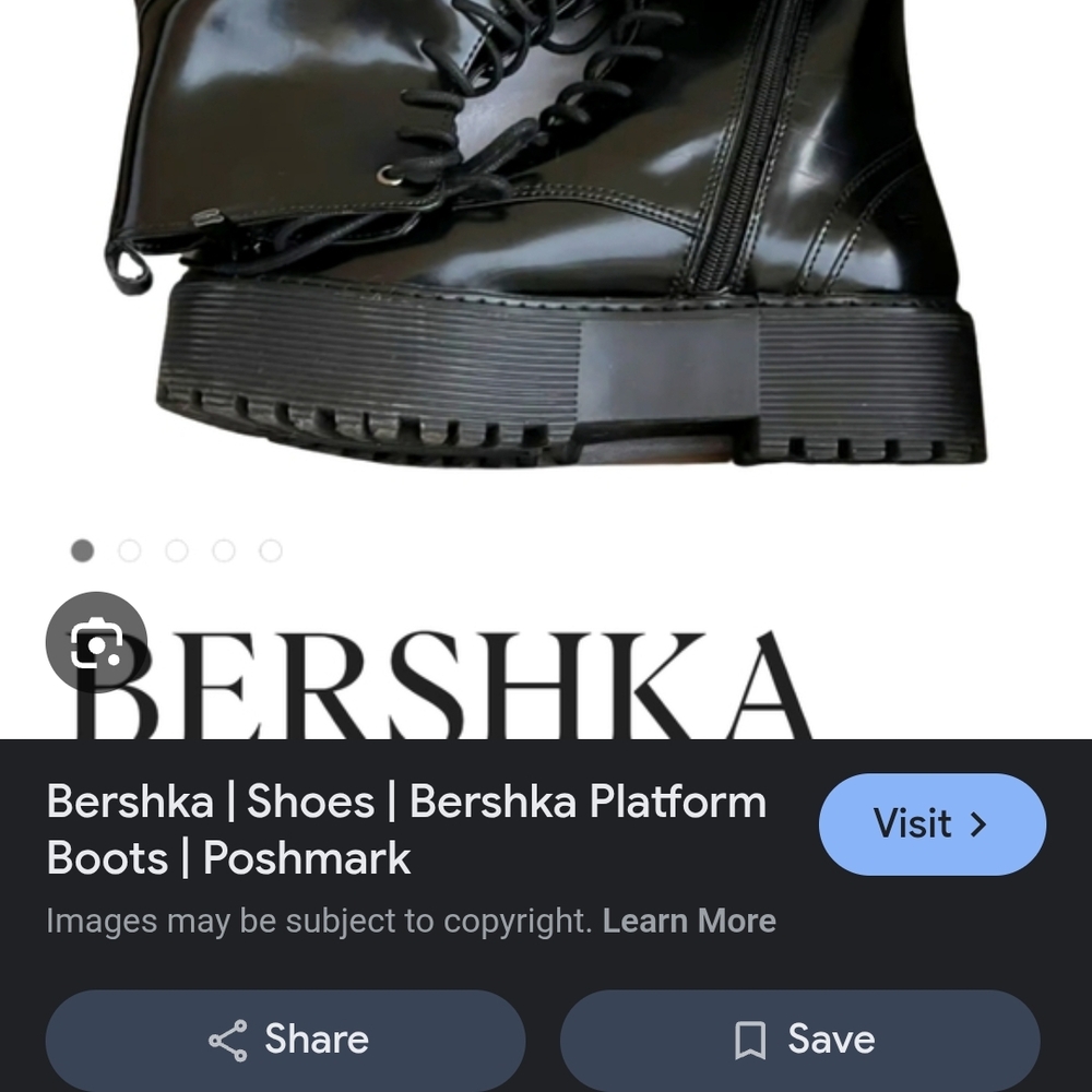 Bershka Glossy Black Combat Boots